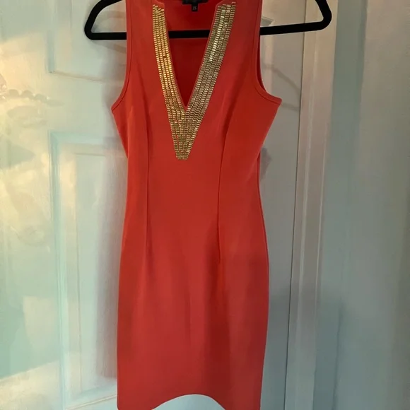 open lace back dress Orange Floral Beaded Sequin Embellished Bodycon Strapless Mini Dress   Dazey Hill